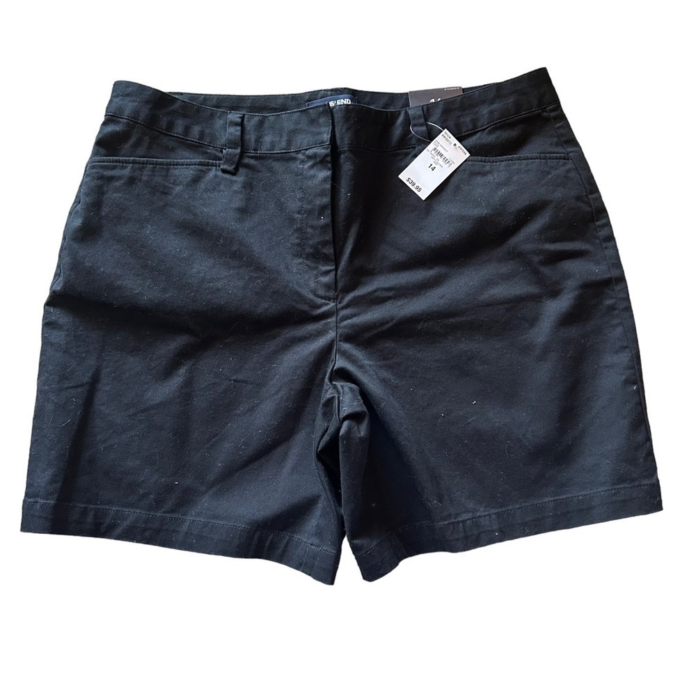 Lands End Mid Rise Chino Shorts Black Size 14 NEW